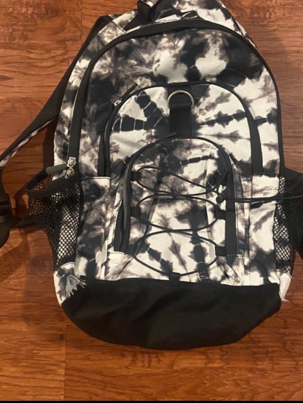 Pottery Barn Teen Black & White Tie-Dye Backpack with Bungee Front